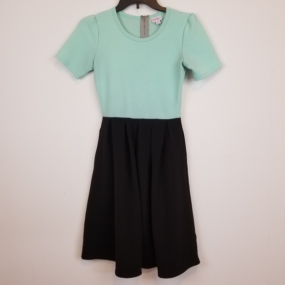 Lularoe Amelia Dress, Black/Mint Green sz XS - Picture 1 of 2